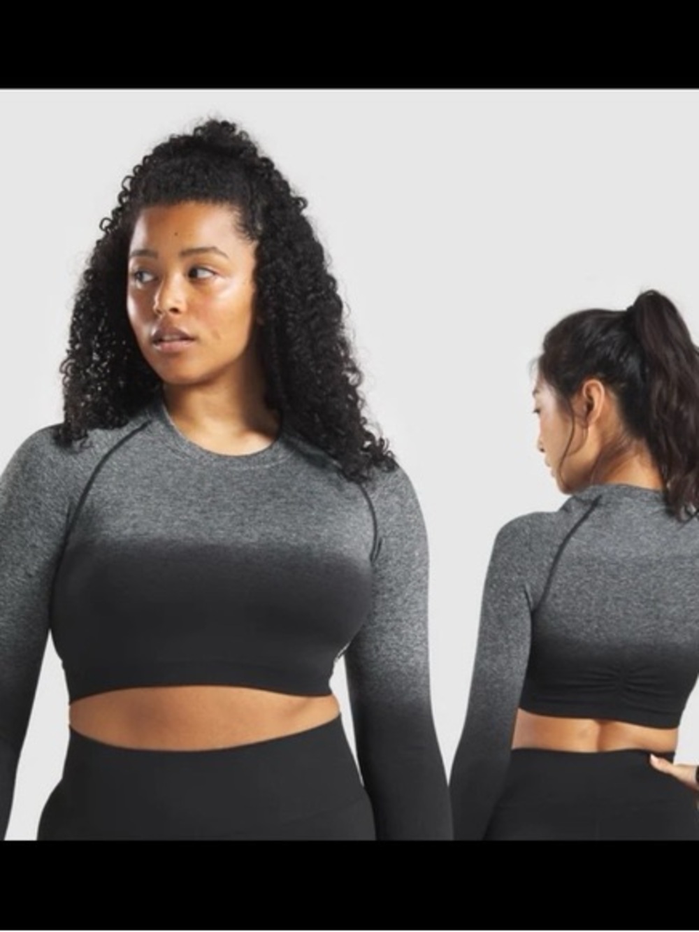 Gymshark Heather Gray Seamless Long Sleeve Crop Top